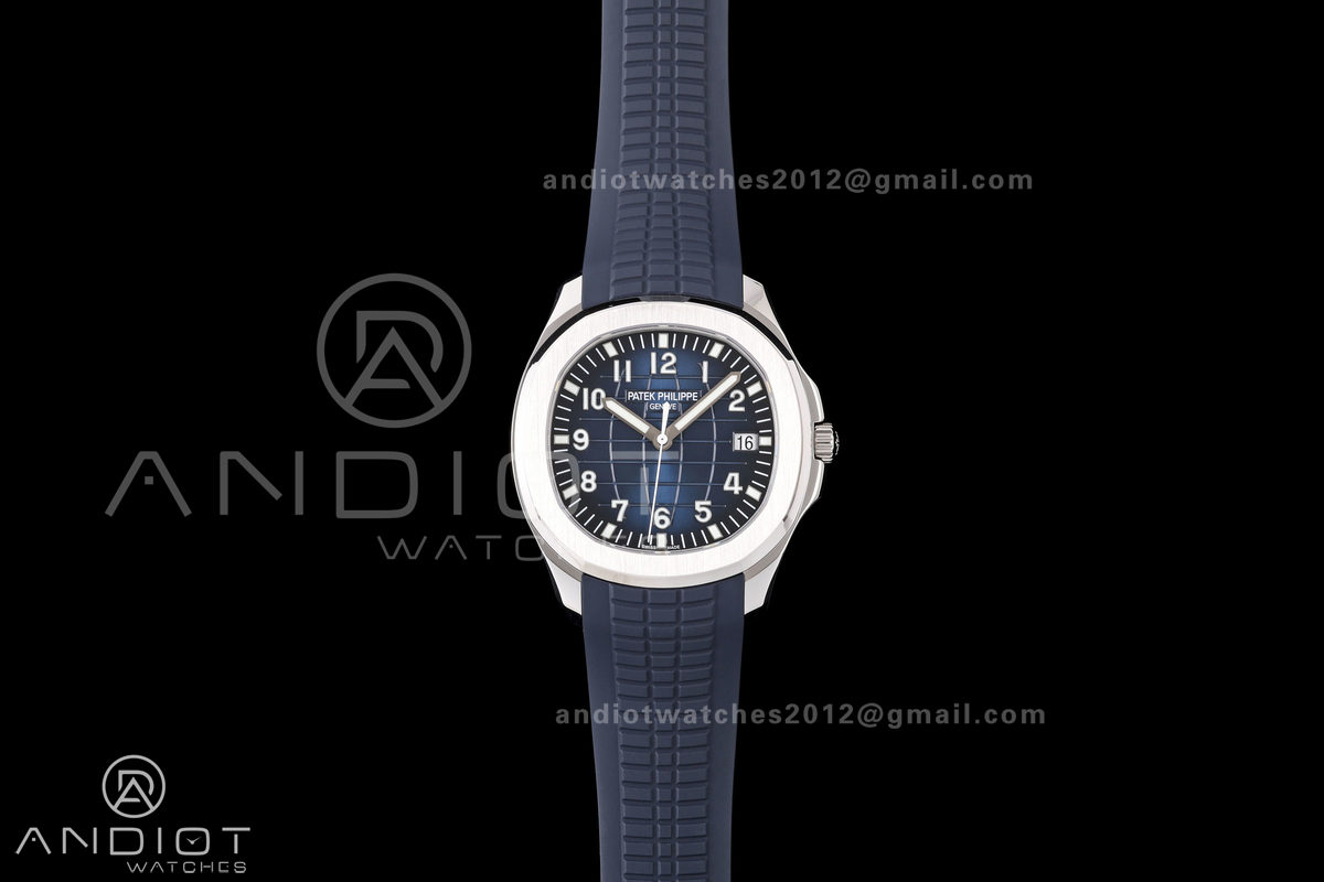Aquanaut 5168G 42mm SS OME 1:1 Best Edition Blue Dial on Blue Rubber Strap DPB330 Super Clone (Weighted)
